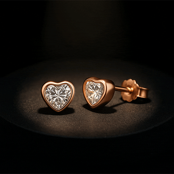 Aretes Corazón en oro rosa