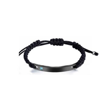 Steel Braided Bracelet with Black Plate